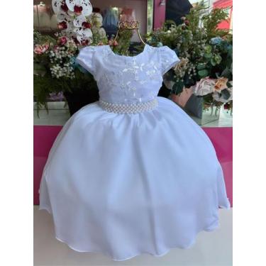 Imagem de Vestido Juvenil De Batizado Formatura Daminha Mid Branco - 4 Ao 16 - P