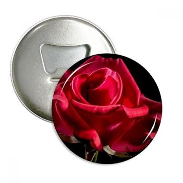 Imagem de Rosas Vermelhas Escuro Flores Abridor de Garrafas Redondo Ímã Botão Emblema de Geladeira 3 peças Presente