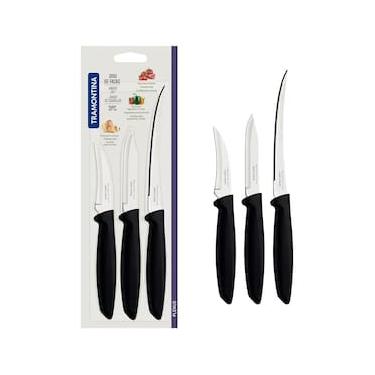 Imagem de Conjunto de Facas Tramontina Plenus em Aço Inox e Polipropileno - Preto - 3 Peças