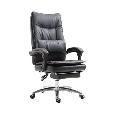 Imagem de Boss Chairs Cadeira executiva gerencial com apoio lombar, cadeira de escritório giratória reclinável de 170 ° com apoio para os pés, cadeira ergonômica de couro PU para computador (cor: preto)