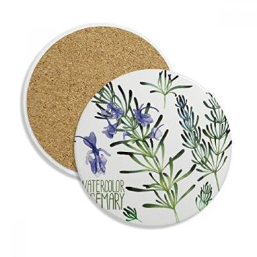 Imagem de Porta-copos de cerâmica roxo lavanda flor aquarela planta porta-copos copo copo suporte para caneca para bebidas 2 peças presente