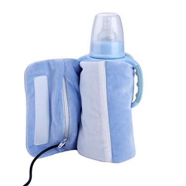 Imagem de Aquecedor de mamadeira, aquecedor de mamadeira port¨¢til para comida de beb¨º, aquecedor de mamadeira de carro para leite materno e f¨®rmula, detentor de calor de leite USB, aquecedor de leite(Blue)