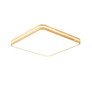 Imagem de Luminária de teto LED quadrada moderna com controle remoto regulável lâmpada de teto de madeira com sombra acrílica branca para sala de estar quarto sala de jantar cozinha luz quente colorida de