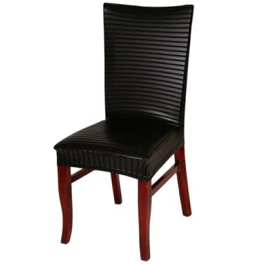 Imagem de Capa de cadeira de jantar de qualidade capa de cadeira de couro elastano elástico stretchchaises, listras pretas