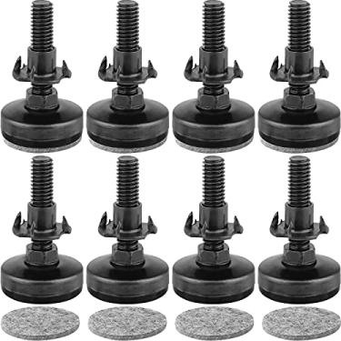 Imagem de Niveladores de móveis, pés de nivelamento de pernas ajustáveis para armários, sofás, mesas, cadeiras, elevadores, suporte de 1,197 kg, kit de porca T de 0,9 cm a 16 fios, base grande – pacote com 8, preto