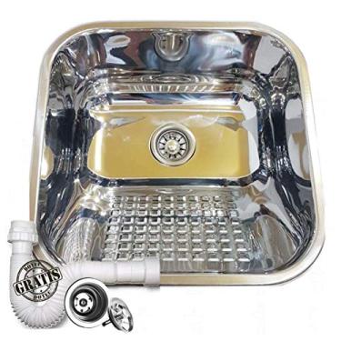 Imagem de Tanque Inox 40x40x22cm - 22 Litros Esfregador Quadrado