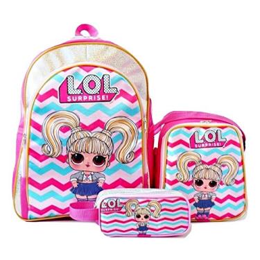 Imagem de Mochila Boneca Lol 5 Hairgoals Pop Costas Lancheira+estojo