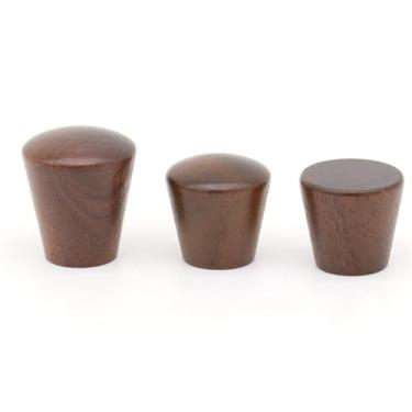 Imagem de Armários 6pcs puxadores de guarda-roupa puxadores cônicos gaveta de porta puxa único furo redondo cozinha puxadores de móveis ferragens, nogueira, madeira, 22x20mm