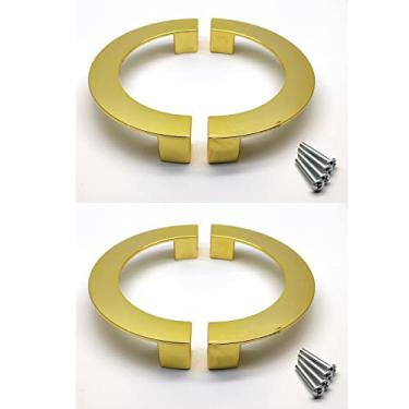 Imagem de Susenya Puxadores de armário meia lua, pacote com 4, alças douradas para armários com orifícios de 12,8 cm, alças de armário de dedo, liga de zinco com parafusos, puxador de aba semicírculo