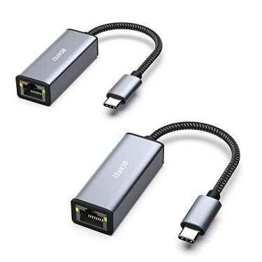 Imagem de Adaptador USB-C para Ethernet, pacote com 2, BENFEI USB tipo C (Thunderbolt 3) para RJ45 Gigabit Ethernet LAN adaptador compatível com MacBook Pro 2019/2018/2017, MacBook Air e mais
