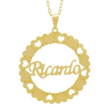 Imagem de Gargantilha Horus Import Nome Ricardo Banho Ouro 18k Feminina-Feminino
