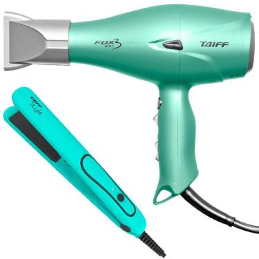 Imagem de Kit Taiff - Secador Profissional Fox Ion 3 Soft Green 2200W 127V + Prancha Style Azul Tiffany 210ºc