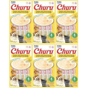 Imagem de Kit 06 Churu Petisco Para Gatos Vários Sabores Escolher Inaba - 24 Tubetes (Kit 6 unid. (24 Tubetes), Frango com Queijo)