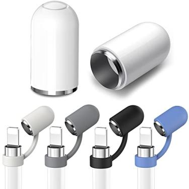 Imagem de Jelanry Tampa magnética de substituição para iPencil com suporte de silicone para Apple Pencil 1ª geração, capa protetora antiperda, acessórios para iPad 10th 9 8 7 6 Air Mini Pro (2 tampas + 4