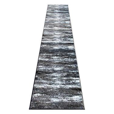 Imagem de Masada Rugs, Stephanie Collection Tapete de área moderno design contemporâneo 1102 cinza branco preto (2 pés 10 x 3 metros) corredor longo