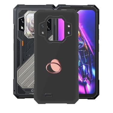 Imagem de AQGGIIXY Capa de telefone para Cubot Kingkong X (6,6 polegadas) com suporte de anel de rotação de 360°, forro de microfibra macio antiarranhões, capa protetora preta ultrafina de silicone líquido