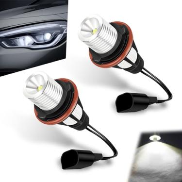 Imagem de Fluher 2 peças de LED para carro Angel Eye, luz de marcação de 6500 K, anel de olho de anjo, lâmpada de substituição 6312694048, luz de neblina decodificada não polar sem erros, compatível com BMW E39