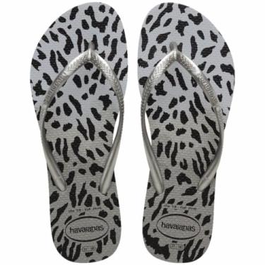 Imagem de Chinelo Havaianas Slim Animals De Oncinha Feminino (Cinza, BR, Adulto, Faixa Numérico, M, 33, 34)