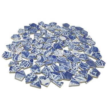 Imagem de Azulejos de porcelana de cerâmica irregulares de 500 g para artesanato, azulejos de mosaico de placa chinesa azul e branco quebrados (Médio 2)