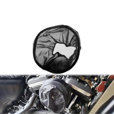 Imagem de Capa de filtro de ar à prova d'água com filtro de ar, meia de chuva, à prova de poeira, capa protetora de entrada de ar compatível com Harley Touring FLHR FLHX Road King Street Glide Softail Sportster