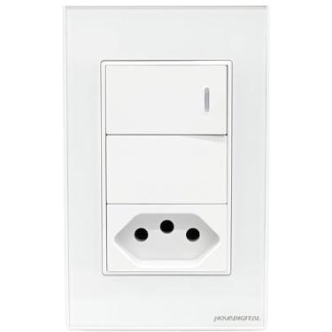 Imagem de Interruptor Inteligente Zigbee com 1 Botão Fisico e Tomada Compativel com Alexa Siri Google Assistente Tuya e Smart Home - Novadigital (Branco)
