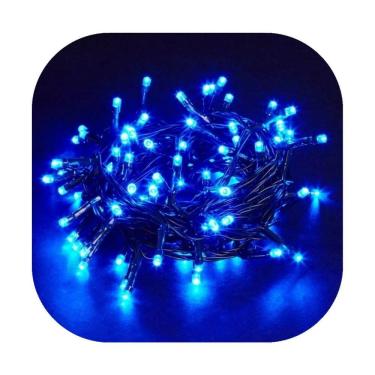 Imagem de Cordão Pisca 100 Led Prova D´água Fixo Fio Verde 10 Cores 10m Decor Natal