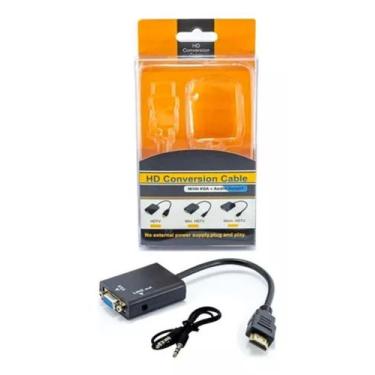 Imagem de Cabo Conversor Adaptador Hdmi Vga Com Saída P2 Áudio Stereo - Hd conve
