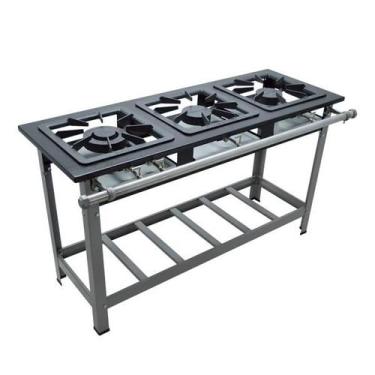 Imagem de Fogão c/ Pé 3 Bocas Baixa Pressão 1QD 2QS Super Luxo Perfil 6,5 Metalm
