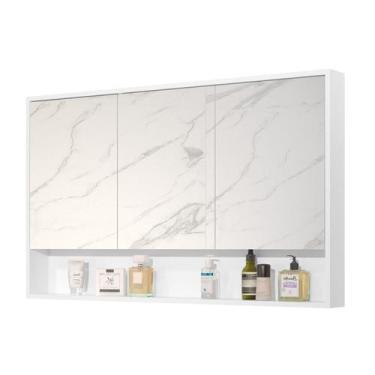 Imagem de Armário Banheiro 90Cm 3 Portas Com Espelho Hefesto Branco - Emes Movei