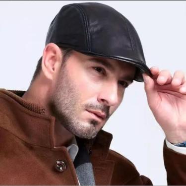 Imagem de Boina Masculina Preta de material sintético Com Aba Embutida - Rei Loo