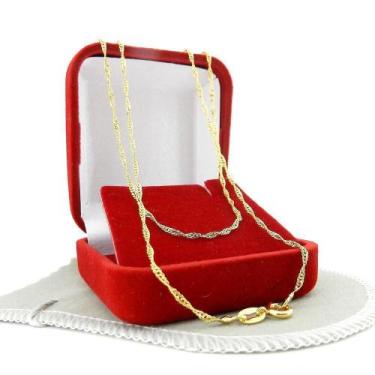 Imagem de Corrente Masculina 50cm 1mm Largura Folheada Ouro 18k CR378 - WNBIJOUT