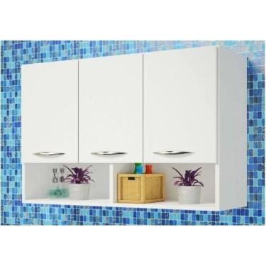 Imagem de Armário 3 Portas Aéreo Branco Quarto Multiuso Roupas - ClickForte, Bra