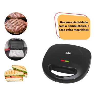 Imagem de Sanduicheira Elétrica Antiaderente Grill Bak 110V