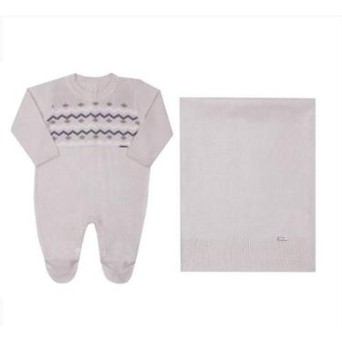 Imagem de Saída Maternidade Luxo Bebê Menino Malha Tricô Paraiso 16145 - Paraíso