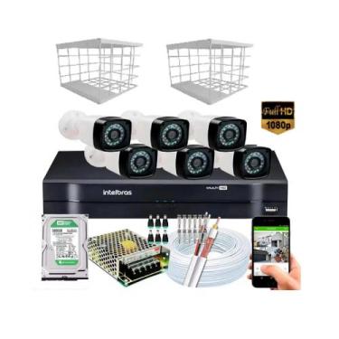 Imagem de Kit 6 Câmeras + DVR Intelbras + Câmeras Full HD 1080p 20m Infra + Aces