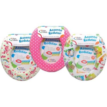 Imagem de Assento Redutor Infantil Almofadado Vaso Sanitário Desfralde Bebê Estampado - Pais & Filhos (Meninas)