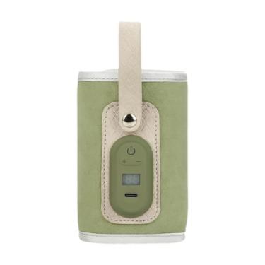 Imagem de shamjina Aquecedor de mamadeira para bebês, aquecedor de água, fácil de transportar, com termostato de display LED, bolsa térmica para mamadeira, para fórmula, Verde