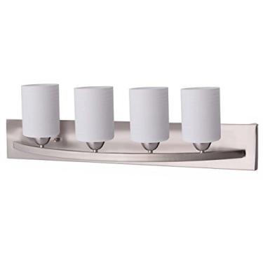 Imagem de WATERJOY, 4 arandelas de parede graciosas, acabamento em níquel polido e sombra de vidro, luminária macia para quarto, banheiro, vestir, mesa espelhada (lâmpadas incluídas), prata
