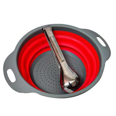 Imagem de Kit Escorredor de Salada em Silicone C/ Pegador Em Inox - Kehome
