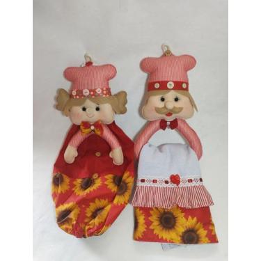 Imagem de Kit enfeite de cozinha puxa saco e porta panos de prato - Ateliê ponti