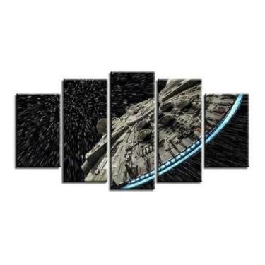 Imagem de Quadro Para Sala Star Wars Nave Espacial 5 Peças Mosaico - NEYRAD