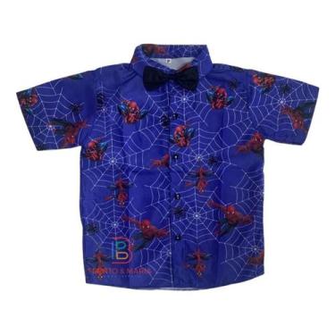 Imagem de Camisa Infantil Temática Homem Aranha + Gravata - Pequenos Encantos Ba