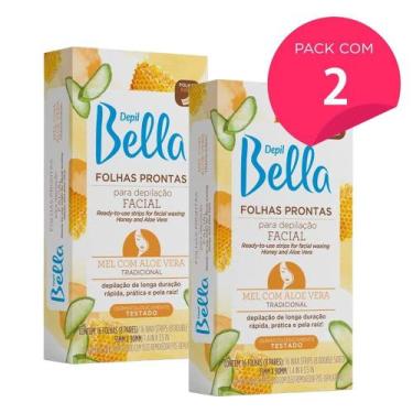 Imagem de Kit 32 Folhas Prontas Para Depilação Facial Mel e Aloe Vera Depil Bell