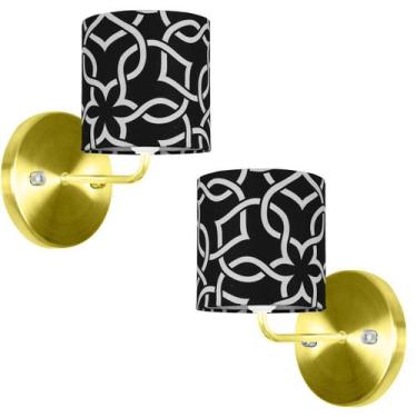 Imagem de Kit 2 Arandela Dourado De Cupula Cilíndrica Elos Preto - MARRYLUZ