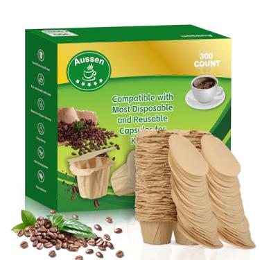 Imagem de Aussen Filtros de papel de café descartáveis para substituição do filtro Kerig serve para todas as marcas de filtro de porção única Keurig, compatível com cápsulas de dose única reutilizáveis,