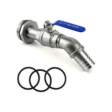 Imagem de QWORK Torneira de tambor para tambor de aço/plástico de 159 galões, torneira de barril de aço inoxidável de 5 cm com saída de 3,8 cm e junta EPDM, sem vazamento, para água, diesel, gasolina, outros líquidos