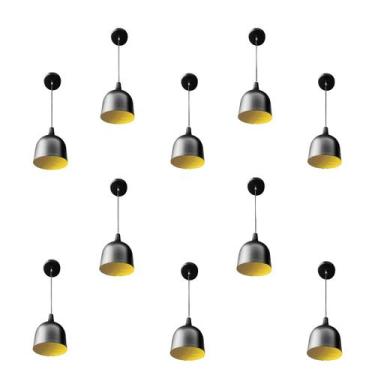 Imagem de Kit 10 Luminária Pendente Gota Com Interior Amarelo Com Fiação 110/220