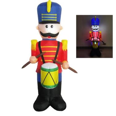 Imagem de Boneco Quebra Nozes Inflavel Natal Natalino Gigante Iluminado Festa Comemoraçao Fim de Ano Decoraçao Casa Jardim Porta