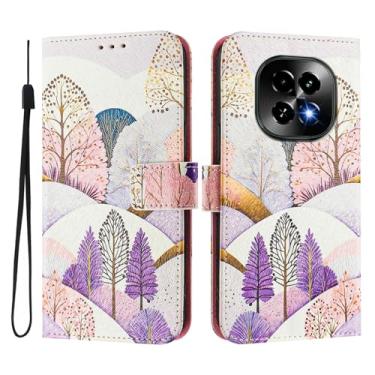 Imagem de Capa carteira para Realme C63 5G, 3 compartimentos para cartão, 1 compartimento para dinheiro, capa flip de couro PU com padrão fofo, capa com fivela magnética à prova de choque, compatível com sem