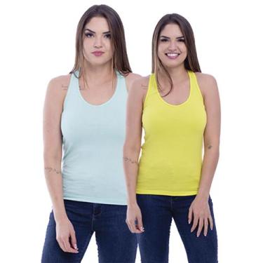 Imagem de Kit 2 Camiseta Regata Feminina TechMalhas lisa para treino combina com